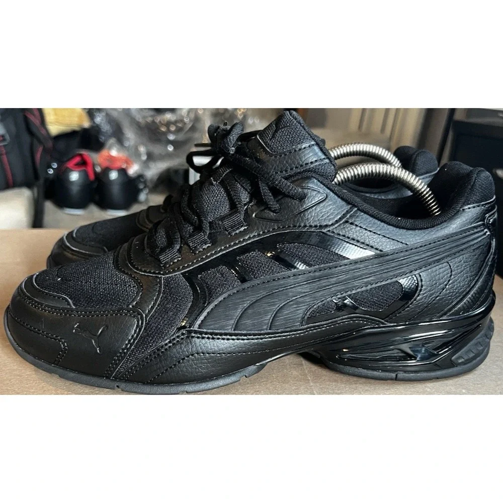 PUMA Respin Men's Size 9.5 Lace Up Triple Black Sneakers Casual Shoes 382724-04